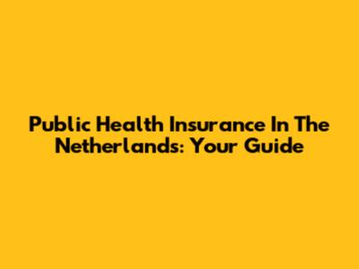 Public Health Insurance In The Netherlands: Your Guide