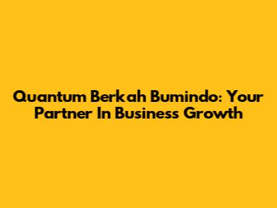 Quantum Berkah Bumindo: Your Partner In Business Growth