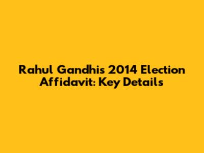 Rahul Gandhi's 2014 Election Affidavit: Key Details