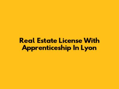 Real Estate License With Apprenticeship In Lyon