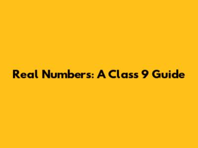 Real Numbers: A Class 9 Guide