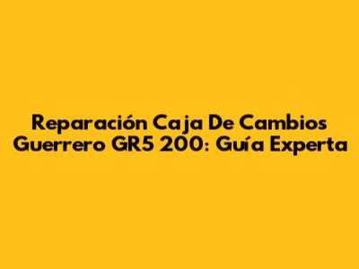 Reparación Caja De Cambios Guerrero GR5 200: Guía Experta