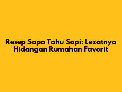 Resep Sapo Tahu Sapi: Lezatnya Hidangan Rumahan Favorit