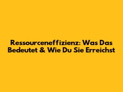 Ressourceneffizienz: Was Das Bedeutet & Wie Du Sie Erreichst
