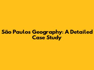 São Paulo's Geography: A Detailed Case Study