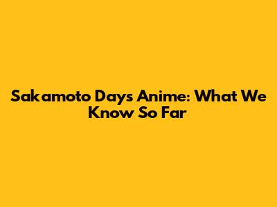 Sakamoto Days Anime: What We Know So Far