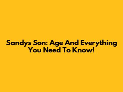 Sandy's Son: Age And Everything You Need To Know!