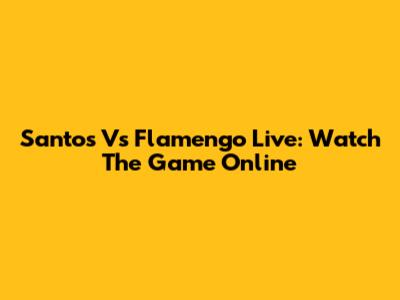Santos Vs Flamengo Live: Watch The Game Online