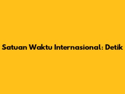 Satuan Waktu Internasional: Detik