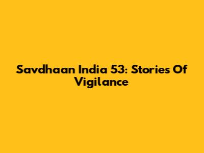 Savdhaan India 53: Stories Of Vigilance