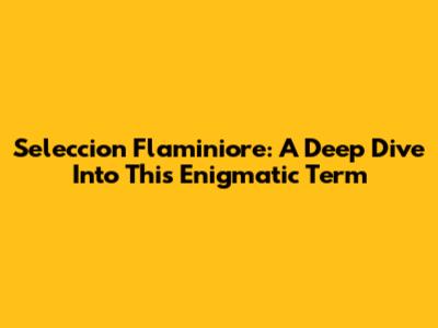 Seleccion Flaminiore: A Deep Dive Into This Enigmatic Term