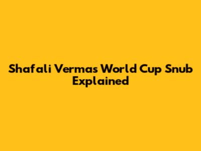 Shafali Verma's World Cup Snub Explained