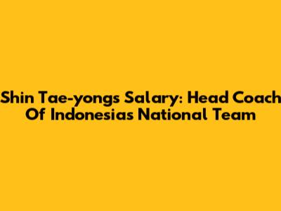 Shin Tae-yong's Salary: Head Coach Of Indonesia's National Team