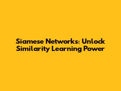 Siamese Networks: Unlock Similarity Learning Power