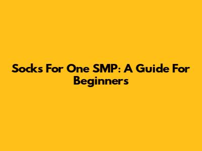 Socks For One SMP: A Guide For Beginners