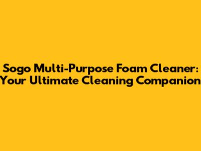 Sogo Multi-Purpose Foam Cleaner: Your Ultimate Cleaning Companion