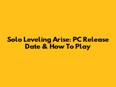 Solo Leveling Arise: PC Release Date & How To Play