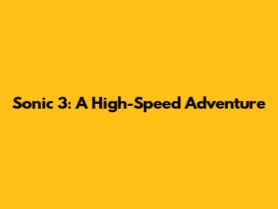 Sonic 3: A High-Speed Adventure