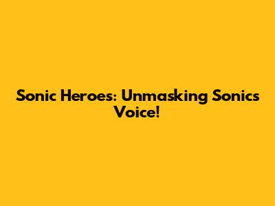 Sonic Heroes: Unmasking Sonic's Voice!