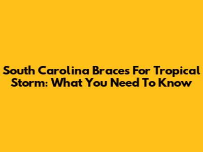 South Carolina Braces For Tropical Storm: What You Need To Know