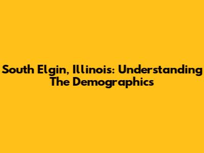 South Elgin, Illinois: Understanding The Demographics
