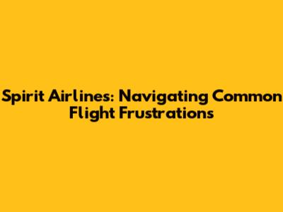Spirit Airlines: Navigating Common Flight Frustrations