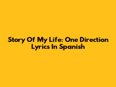 Story Of My Life: One Direction Lyrics In Spanish