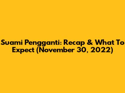Suami Pengganti: Recap & What To Expect (November 30, 2022)