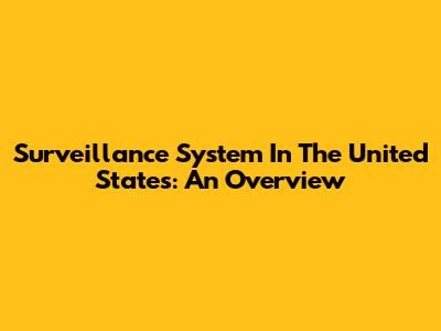 Surveillance System In The United States: An Overview