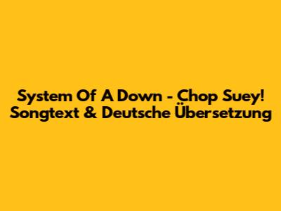 System Of A Down - Chop Suey! Songtext & Deutsche Übersetzung