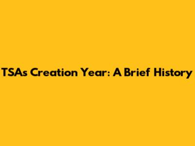 TSA's Creation Year: A Brief History