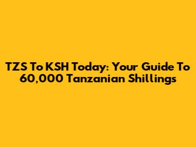 TZS To KSH Today: Your Guide To 60,000 Tanzanian Shillings