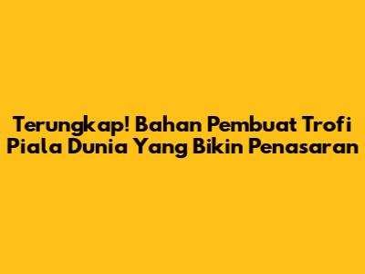 Terungkap! Bahan Pembuat Trofi Piala Dunia Yang Bikin Penasaran