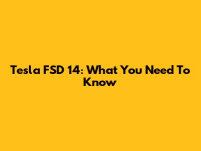 Tesla FSD 14: What You Need To Know