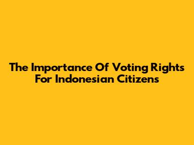 The Importance Of Voting Rights For Indonesian Citizens