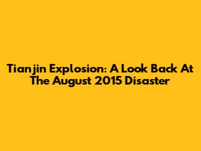 Tianjin Explosion: A Look Back At The August 2015 Disaster