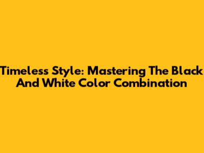 Timeless Style: Mastering The Black And White Color Combination