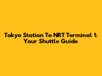 Tokyo Station To NRT Terminal 1: Your Shuttle Guide