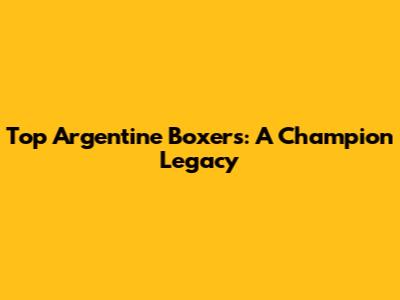Top Argentine Boxers: A Champion Legacy