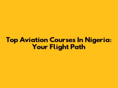 Top Aviation Courses In Nigeria: Your Flight Path