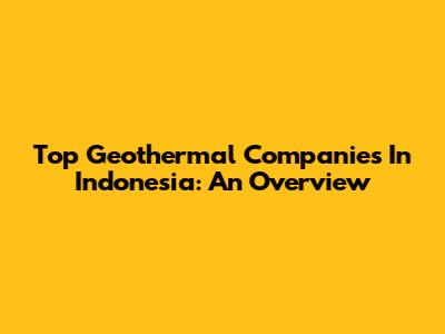 Top Geothermal Companies In Indonesia: An Overview