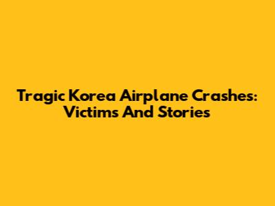 Tragic Korea Airplane Crashes: Victims And Stories
