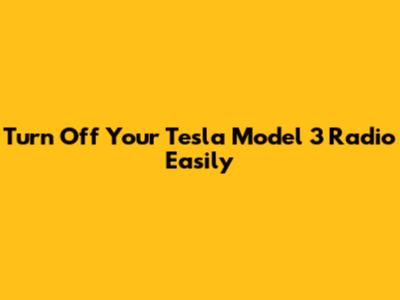 Turn Off Your Tesla Model 3 Radio Easily