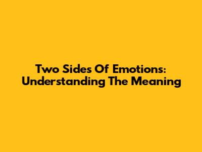 Two Sides Of Emotions: Understanding The Meaning