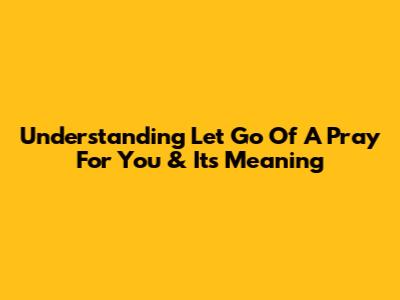 Understanding 'Let Go Of A Pray For You' & Its Meaning