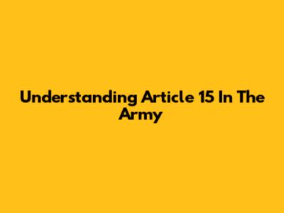 Understanding Article 15 In The Army