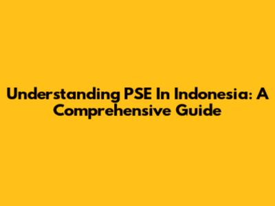 Understanding PSE In Indonesia: A Comprehensive Guide