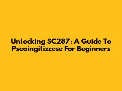Unlocking SC287: A Guide To Pseoingilizcese For Beginners