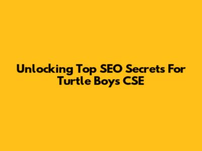 Unlocking Top SEO Secrets For Turtle Boys CSE