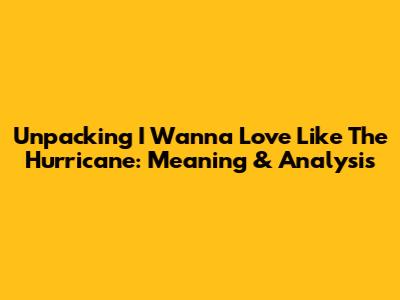 Unpacking 'I Wanna Love Like The Hurricane': Meaning & Analysis